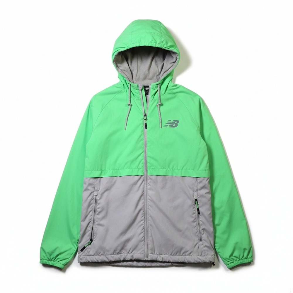 New Balance Green Grey Windbreaker Jacket L - Picture 2 of 7